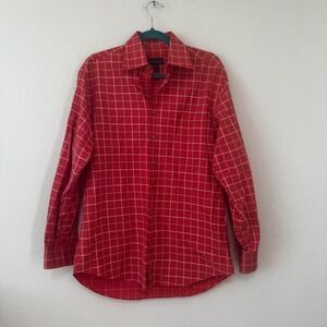 Scott Barber Men's Red Plaid Button Down Shirt Long Sleeve Cotton Size M